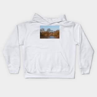 Germany; Bremen; Borgfeld; Wümme; Blockland; Landscape; Farmhouse; Eve; Evening light; winter Kids Hoodie